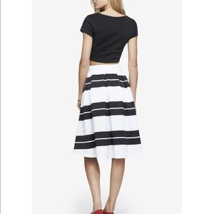 Striped high waisted full midi skirt